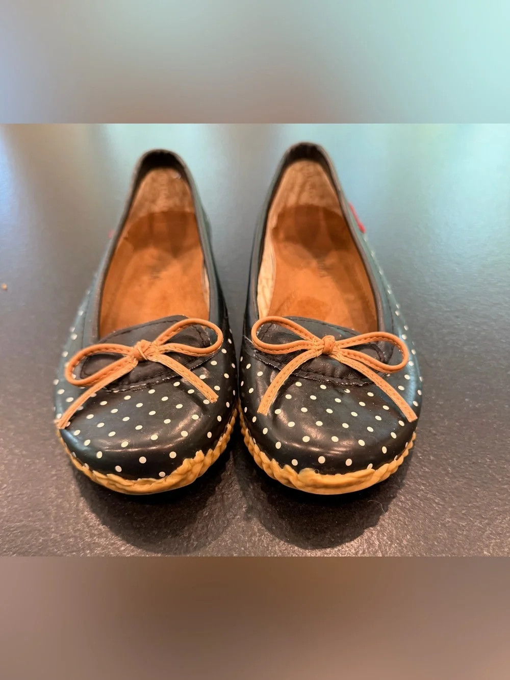 Chooka Petite Dot Rubber Rain Flats Black Polka Dot Bow Rain Shoes Size 7